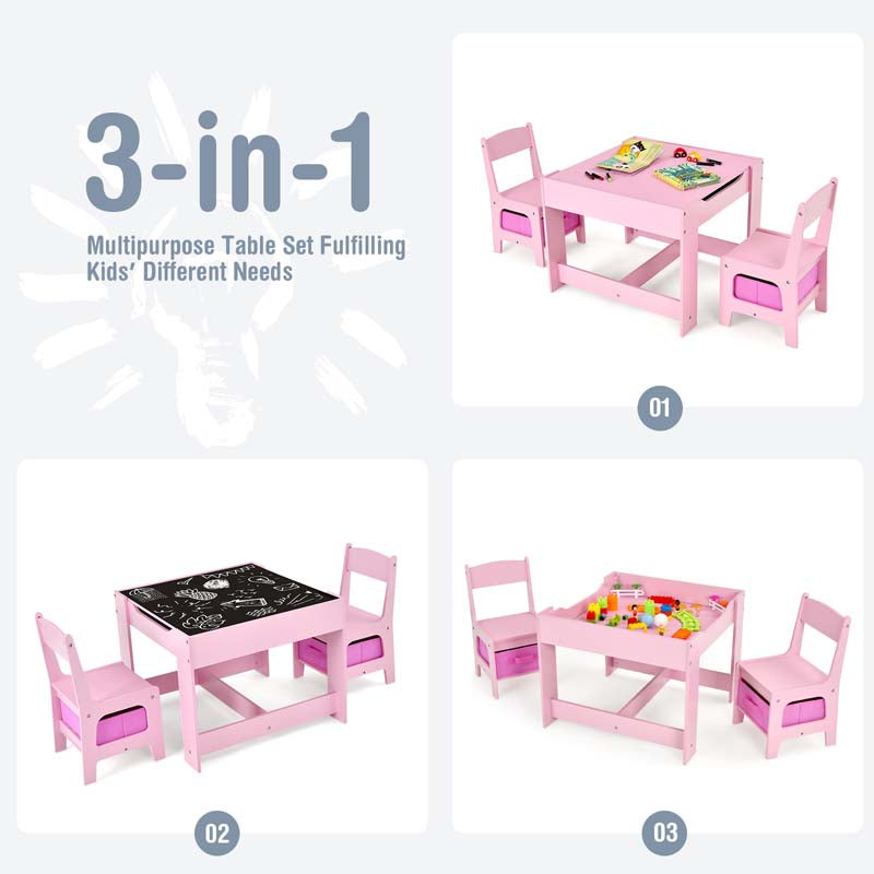 Eletriclife 3-in-1 Wooden Kids Table and Chair Set