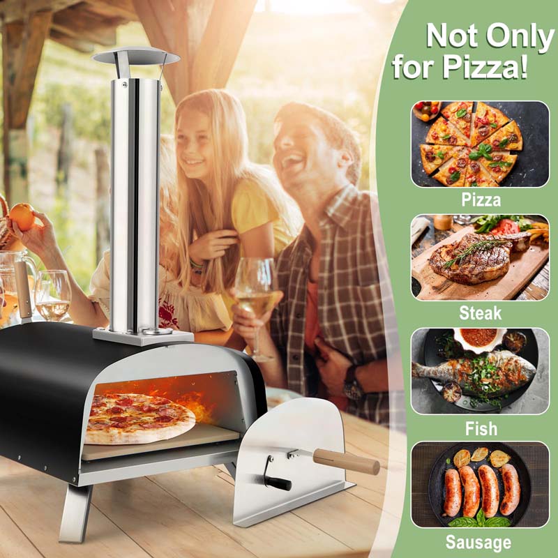 Eletriclife Portable Stainless Steel Outdoor Pizza Oven with 13 Inch Pizza Stone