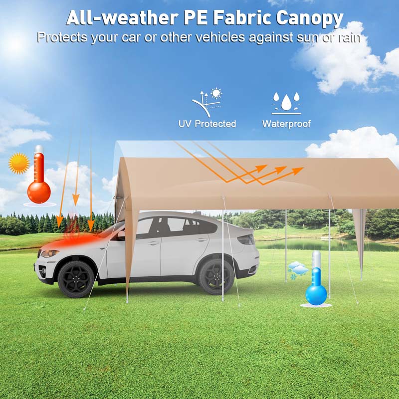 Eletriclife All-Weather 10 x 20 FT Heavy Duty Carport without Sidewalls