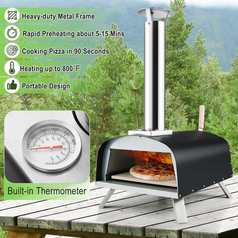 Eletriclife Portable Stainless Steel Outdoor Pizza Oven with 13 Inch Pizza Stone