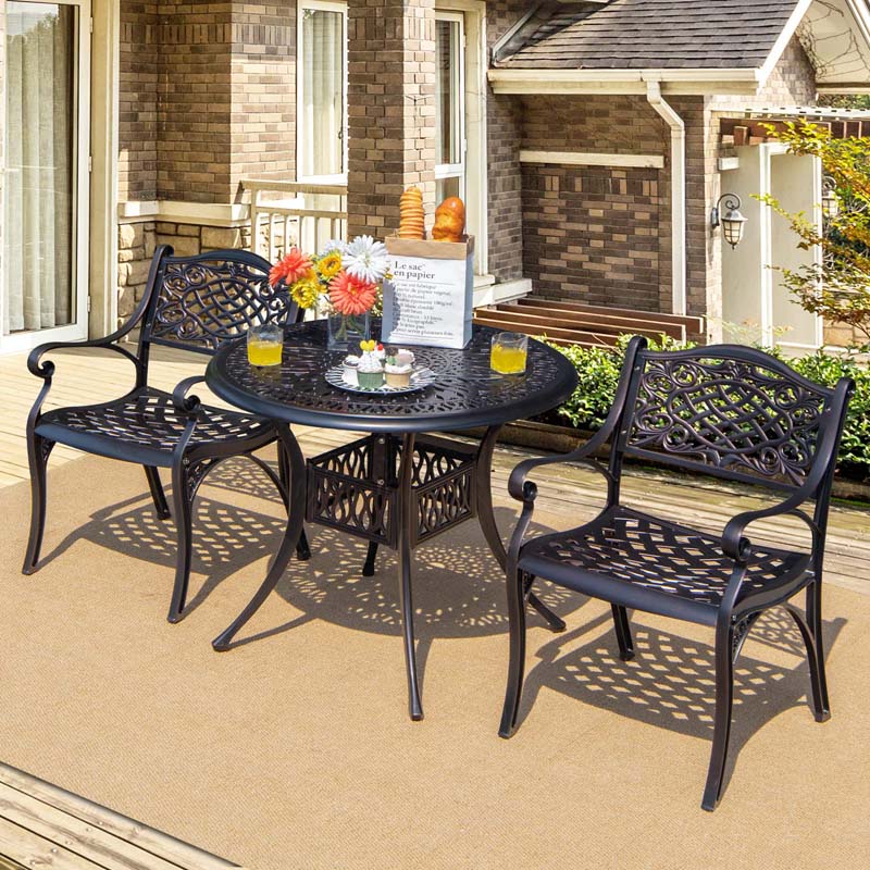 Eletriclife Outdoor Cast Aluminum Chairs with Armrests and Curved Seats