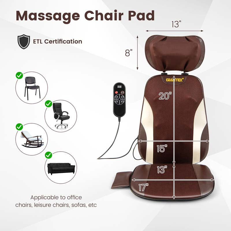 Eletriclife Back Massager Chair Pad with Adjustable Neck Pillow and 3 Speeds