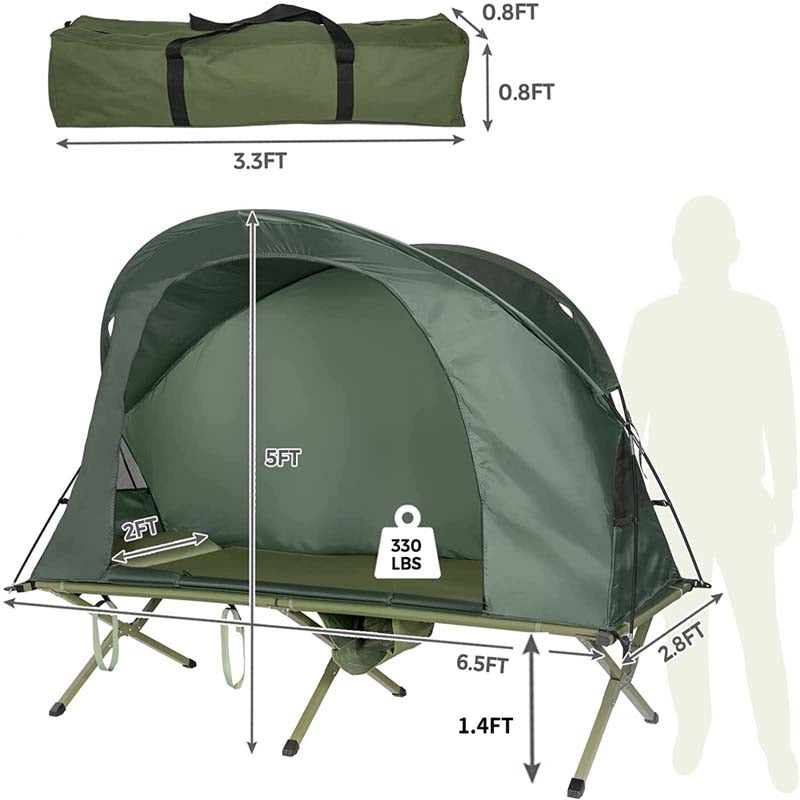 Eletriclife 1-Person Cot Elevated Compact Tent Set with External Cover