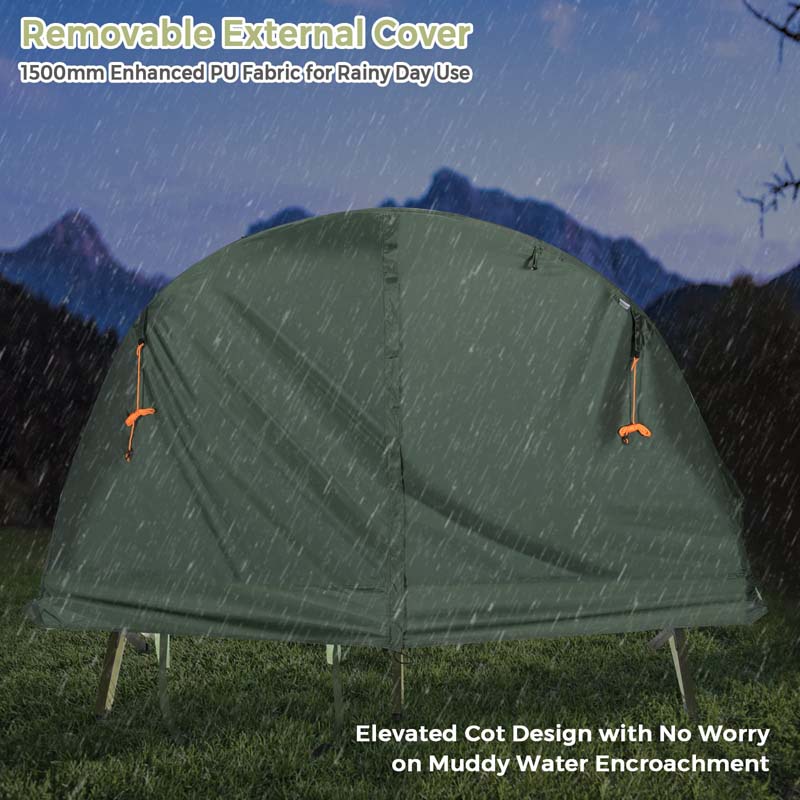 Eletriclife 1-Person Cot Elevated Compact Tent Set with External Cover