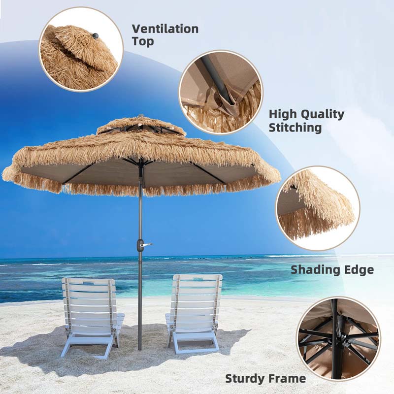 Eletriclife 10 Feet Hawaiian Style Thatched Tiki Patio Umbrella