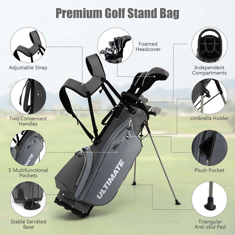 Eletriclife 10 Pcs Men's Profile Complete Golf Club Package Set