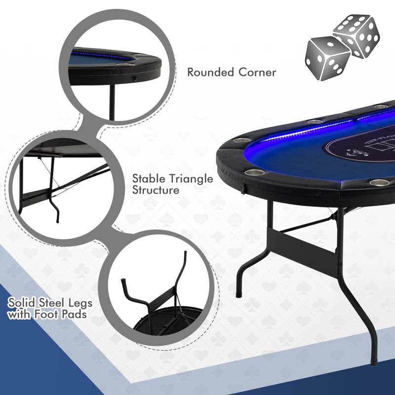 Eletriclife 10 Players Folding Poker Table with Cup Holder