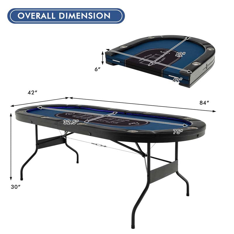 Eletriclife 10 Players Folding Poker Table with Cup Holder