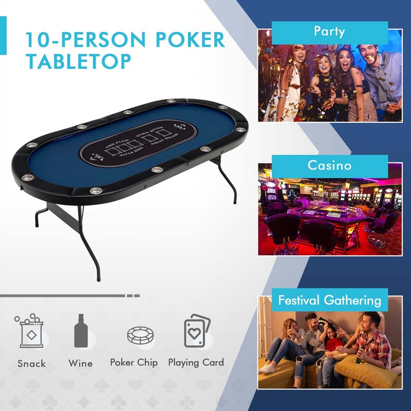 Eletriclife 10 Players Folding Poker Table with Cup Holder