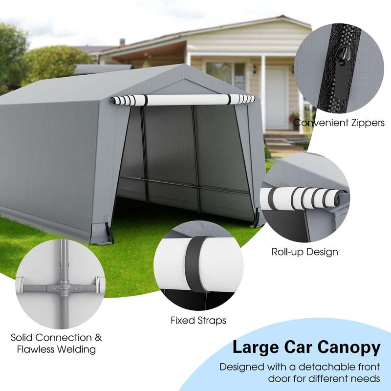 Eletriclife 10 x 20 Feet Portable Heavy Duty Carport Canopy Garage with Doors