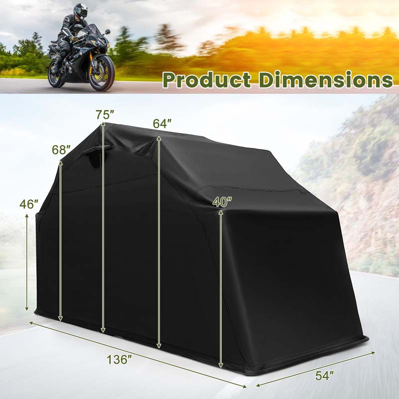 Eletriclife 11.2' x 4.5' x 6.3' Waterproof Motorbike Storage Tent Outdoor Motorcycle Shelter