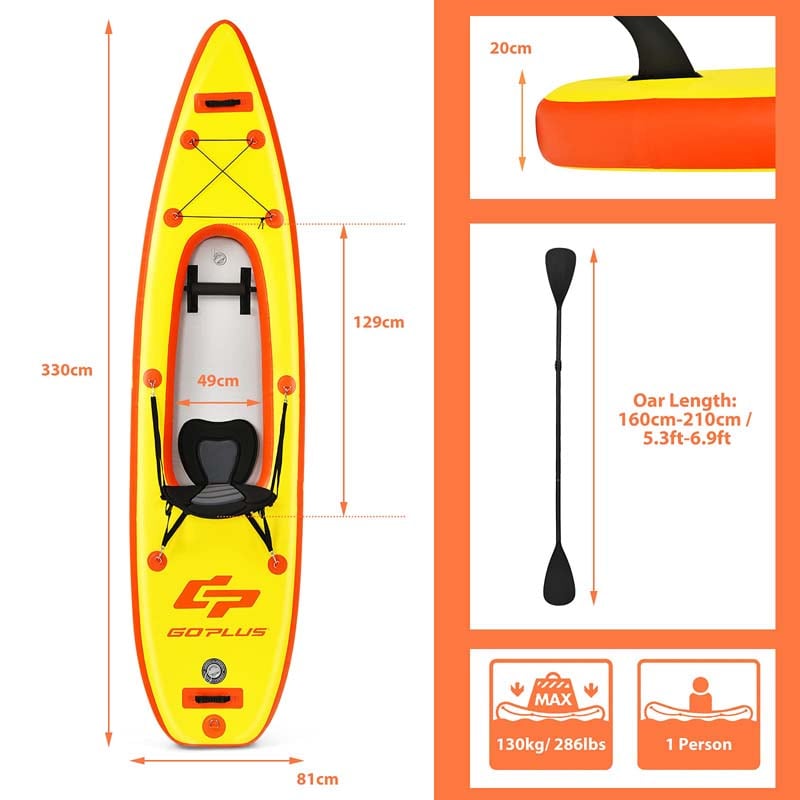 Eletriclife 11FT 1 Person Inflatable Kayak with Detachable Seat