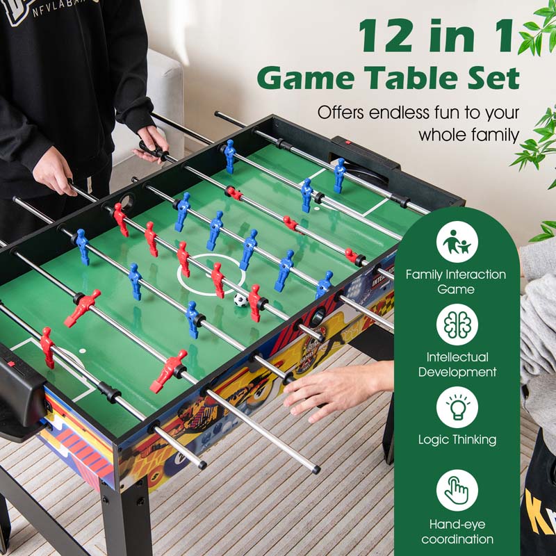 Eletriclife 12-in-1 Combo Game Table Set with Foosball Air Hockey Pool Chess and Ping Pong