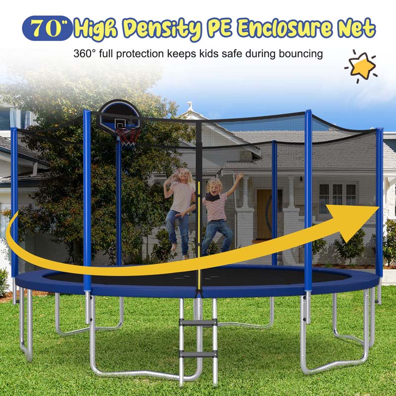 Eletriclife 12/14/15/16 Feet Outdoor Recreational Trampoline with External Enclosure Net