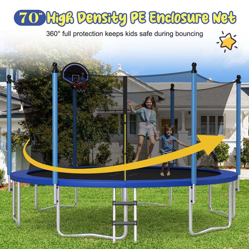 Eletriclife 12/14/15/16 Feet Outdoor Recreational Trampoline with Internal Enclosure Net