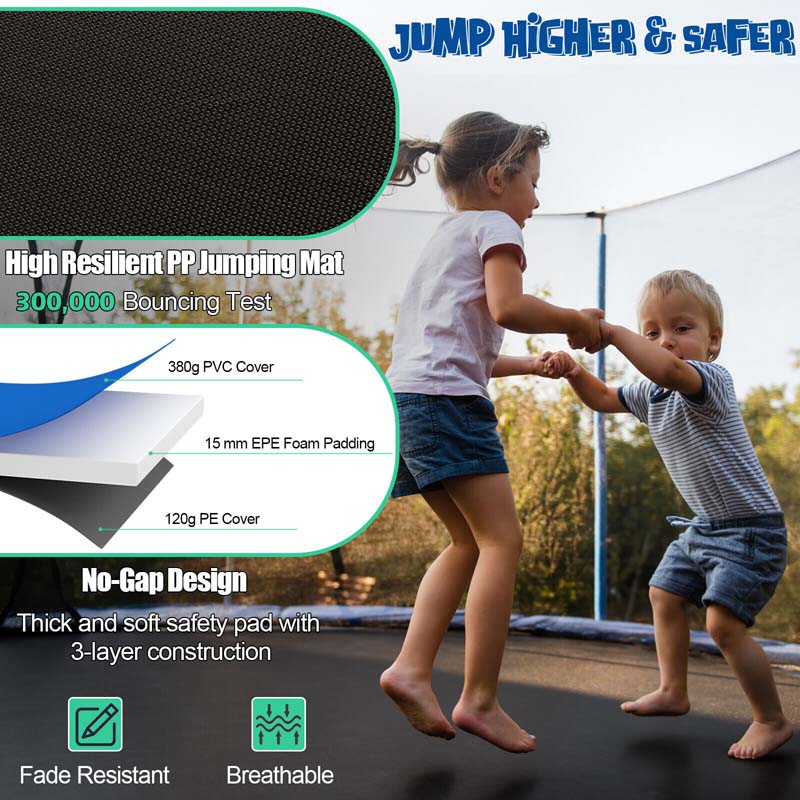 Eletriclife 12/14/15/16 Feet Outdoor Recreational Trampoline with Internal Enclosure Net