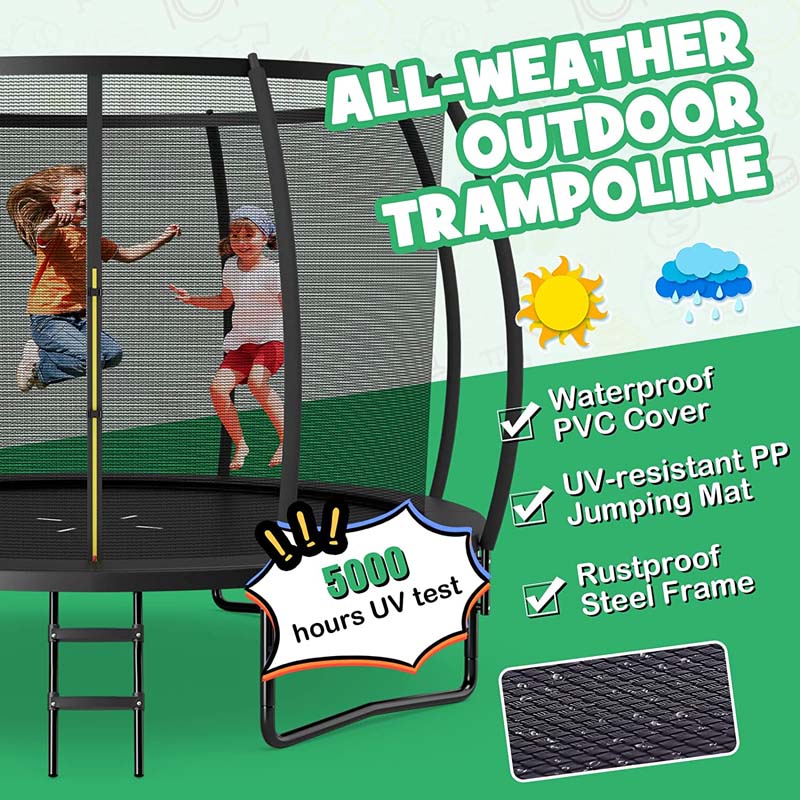 Eletriclife 12FT Recreational Trampoline with Ladder Enclosure Net Safety Pad