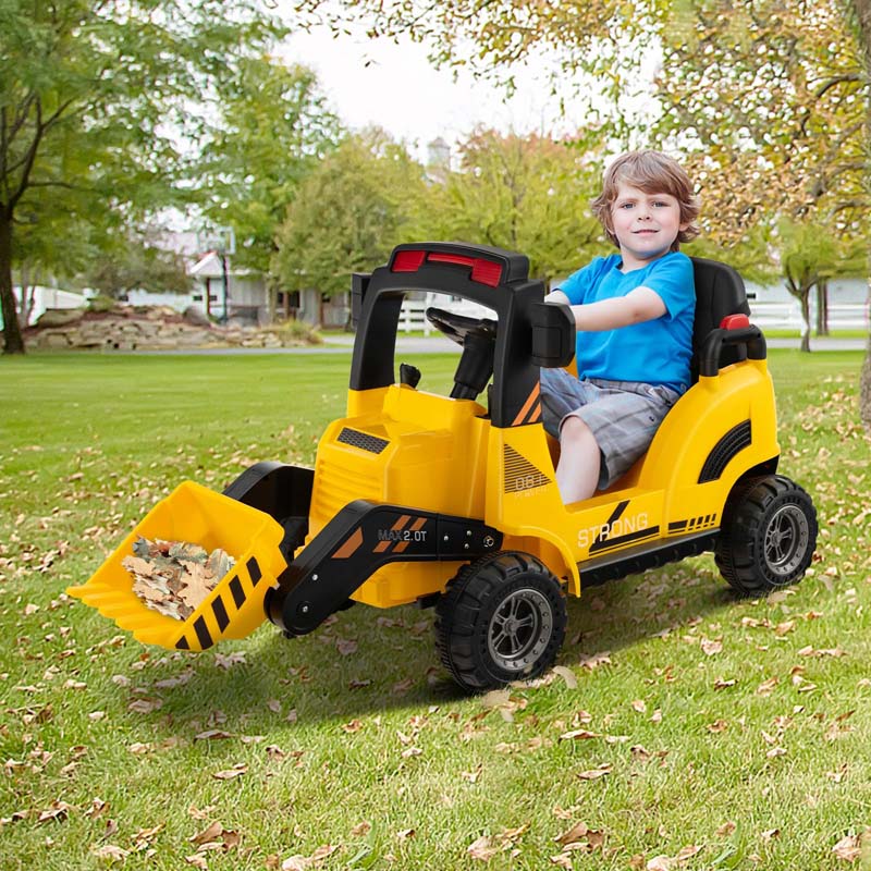 Eletriclife 12V Battery Powered Bulldozer Digger with Adjustable Digging Bucket