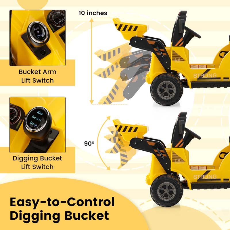 Eletriclife 12V Battery Powered Bulldozer Digger with Adjustable Digging Bucket