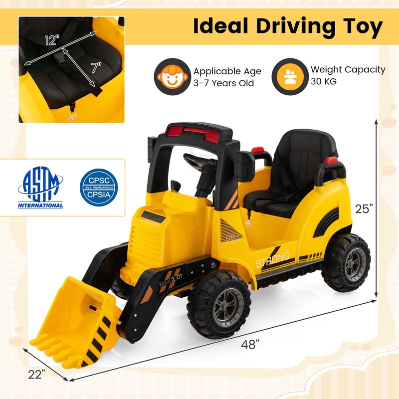 Eletriclife 12V Battery Powered Bulldozer Digger with Adjustable Digging Bucket