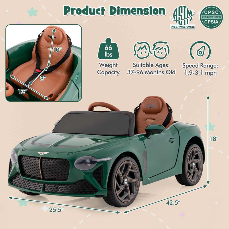 Eletriclife 12V Licensed Bentley Bacalar Kids Ride on Car with Scissor Doors