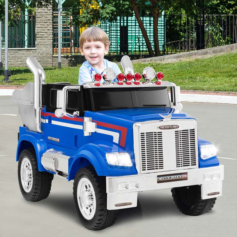 Eletriclife 12V Licensed Freightliner Kids Ride On Truck Car RC with Dump Box