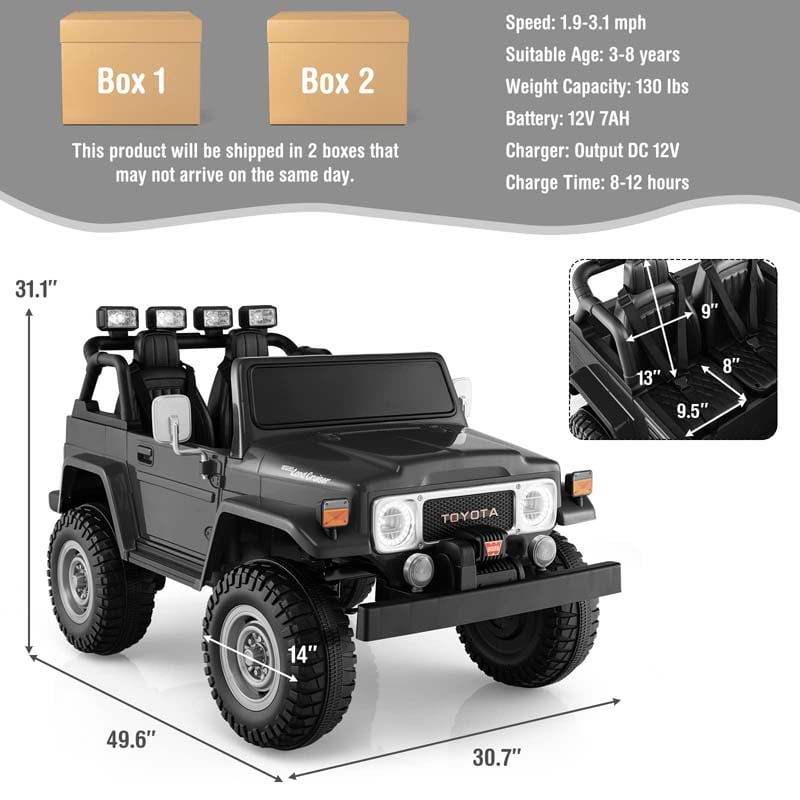 Eletriclife 12V Licensed Toyota FJ40 2 Seater Ride On Truck Car