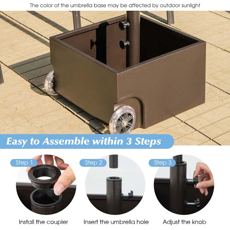 Eletriclife 150 Pounds Patio Umbrella Base Stand Wheels Planter Outdoor