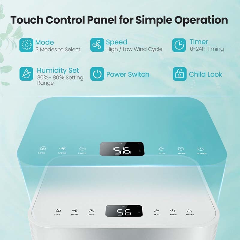 Eletriclife 1750 Sq. Ft 32 Pints Dehumidifier with Auto Defrost and 24H Timer