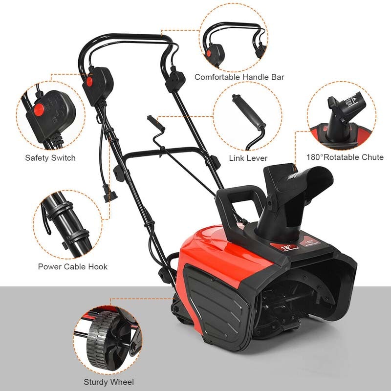 Eletriclife 18-inch 15 Amp Snow Thrower Corded Snow Blower