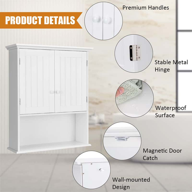Eletriclife 2-Door Wall Mount Bathroom Storage Cabinet with Open Shelf