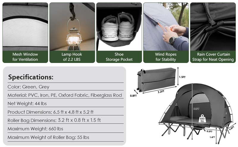 Eletriclife 2-Person Outdoor Camping Tent with External Cover