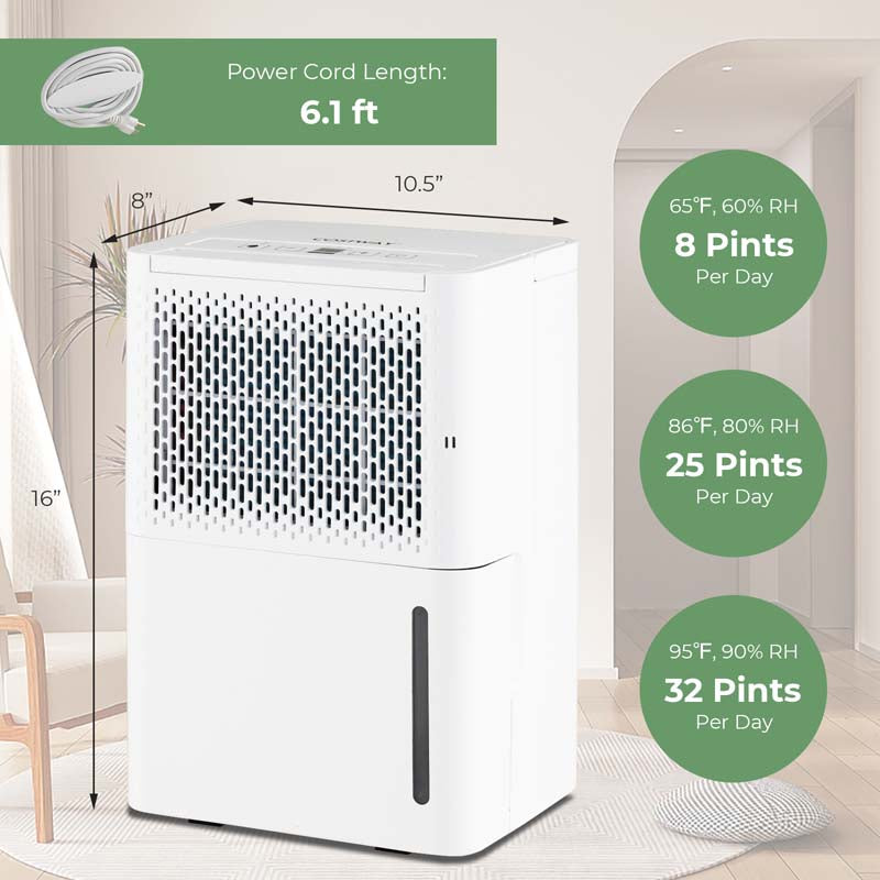 Eletriclife 2000 Sq. Ft 32 Pint Dehumidifier with Continuous/Drying/Auto Mode