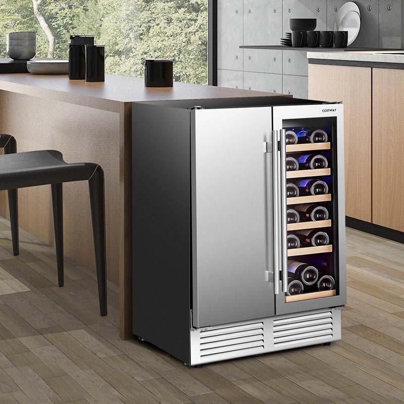 Eletriclife 24 Inch Dual Zone Under Counter Wine Beverage Cooler with Lock