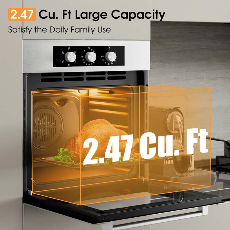 Eletriclife 24 Inch Single Wall Oven 2.47Cu.ft with 5 Cooking Modes