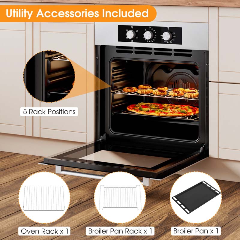 Eletriclife 24 Inch Single Wall Oven 2.47Cu.ft with 5 Cooking Modes