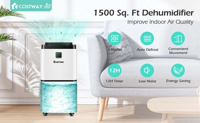 Eletriclife 24 Pints 1500 Sq. Ft Compact Dehumidifier