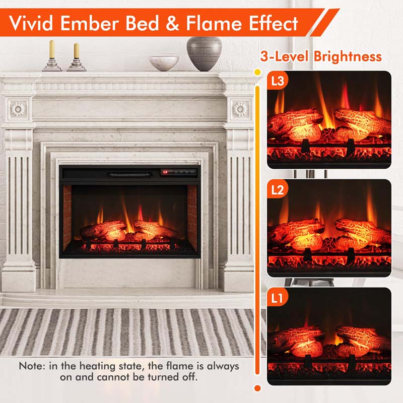 Eletriclife 26 Inch 4777 BTU 1400W Electric Fireplace Insert Heater