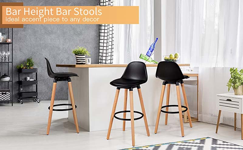 Eletriclife 2 Pieces Mid-Century Barstool 28.5 Inch Dining Pub Chairs