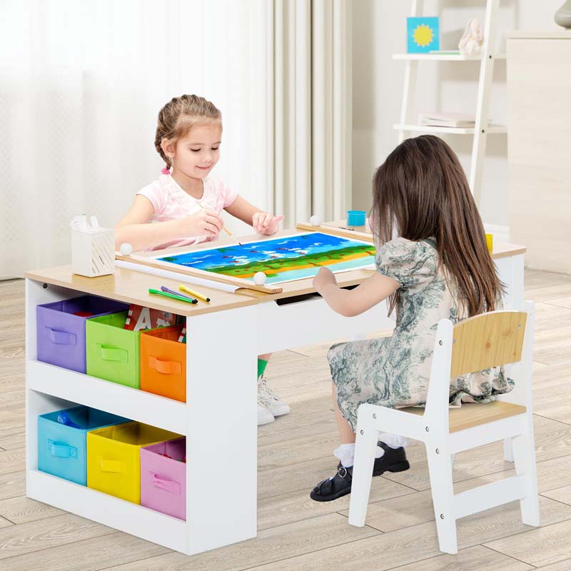 2 in 1 Toddler Craft Play Wood Activity Desk w/2 Chairs Sale