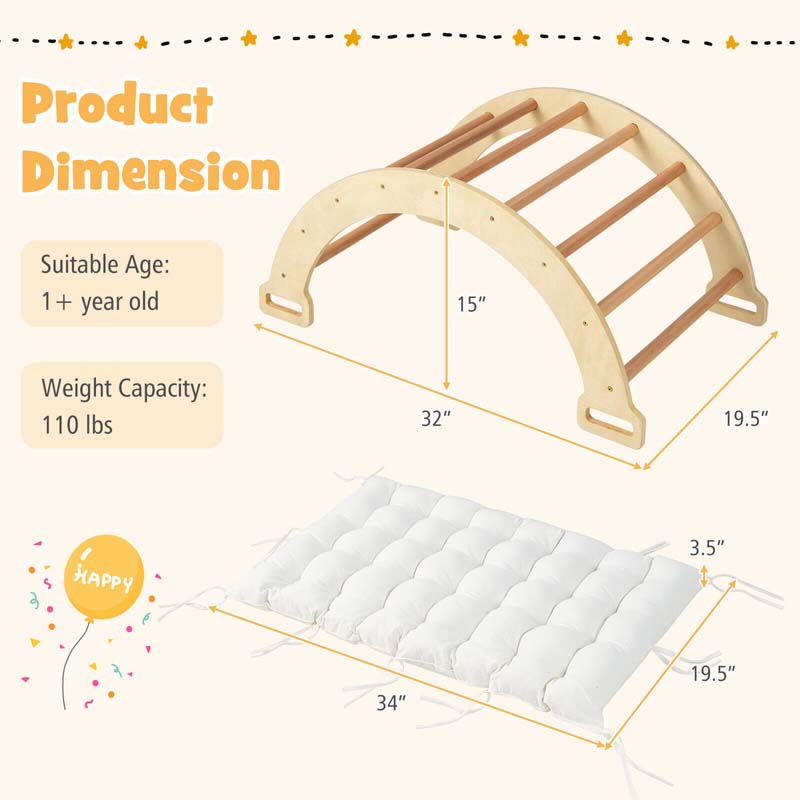 Eletriclife 3-in-1 Kids Climber Ladder & Rocker Board with Cushion Pad