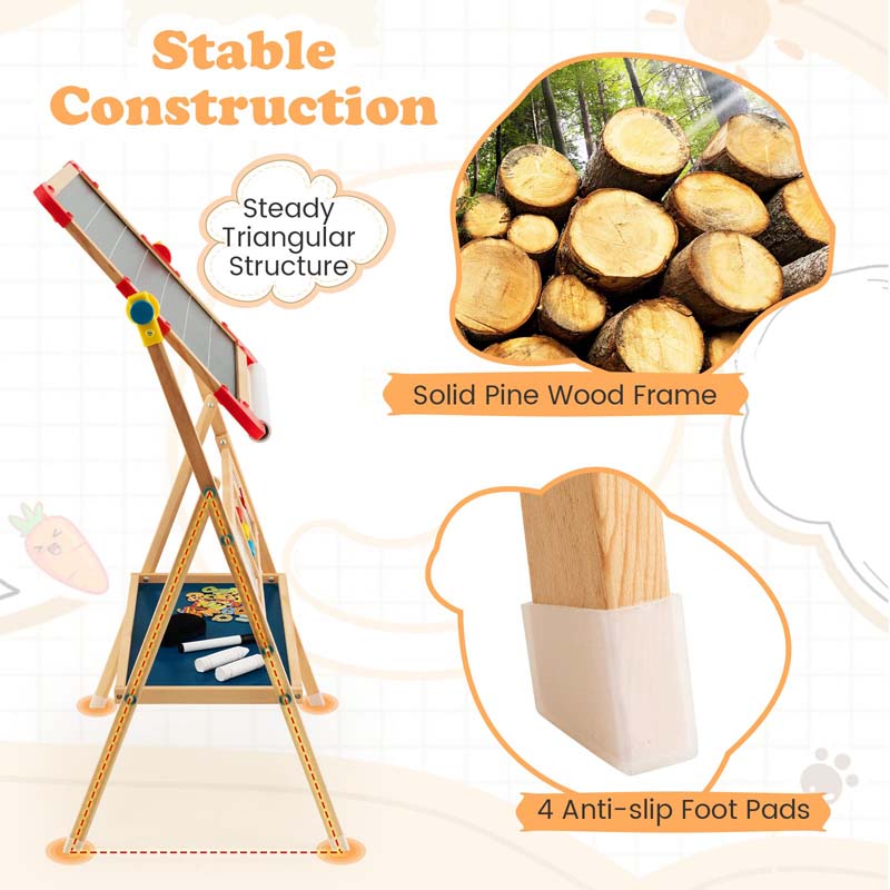 Eletriclife 3-in-1 Wooden Art Easel for Kids with Drawing Paper Roll