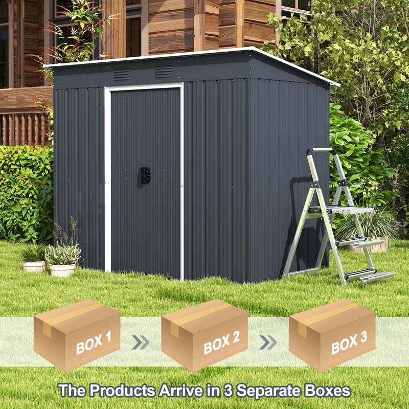 Eletriclife 3.6 x 7.1 FT Outdoor Storage Shed Tool House with Floor Base
