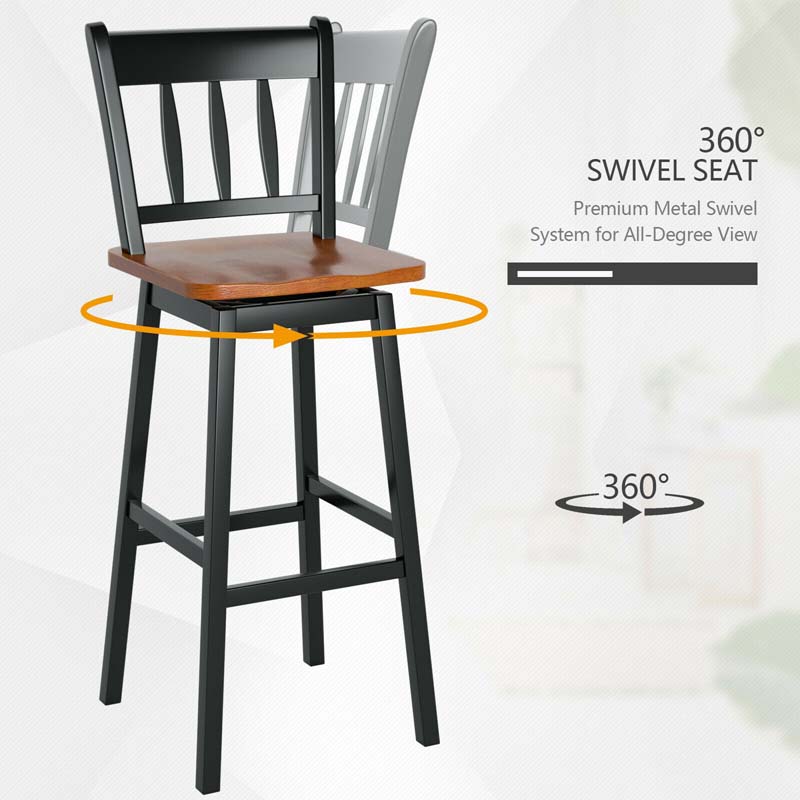 Eletriclife 30.5 Inch Set of 2 Swivel Bar Stools with 360° Swiveling