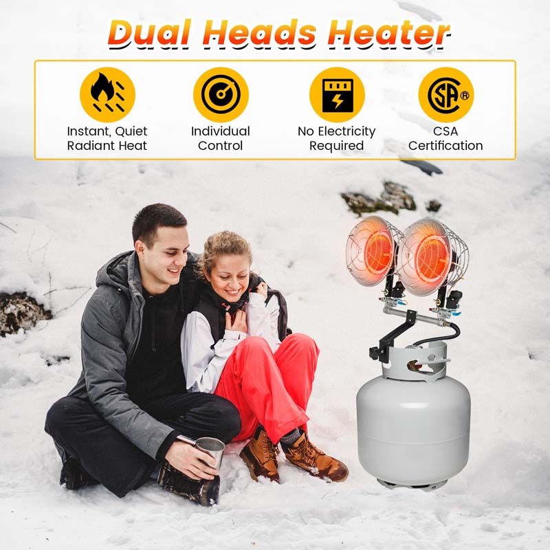 Eletriclife 30000 BTU Dual Head Tank Top Outdoor Heater with 2 Burners