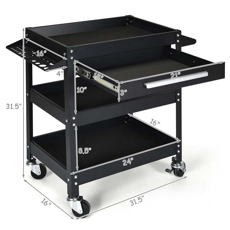 Eletriclife 330 LBS Capacity Heavy Duty 3 Tier Rolling Tool Cart Organizer