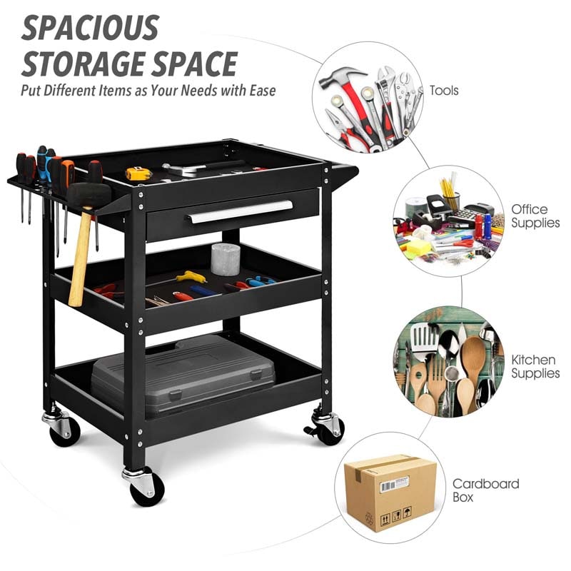 Eletriclife 330 LBS Capacity Heavy Duty 3 Tier Rolling Tool Cart Organizer