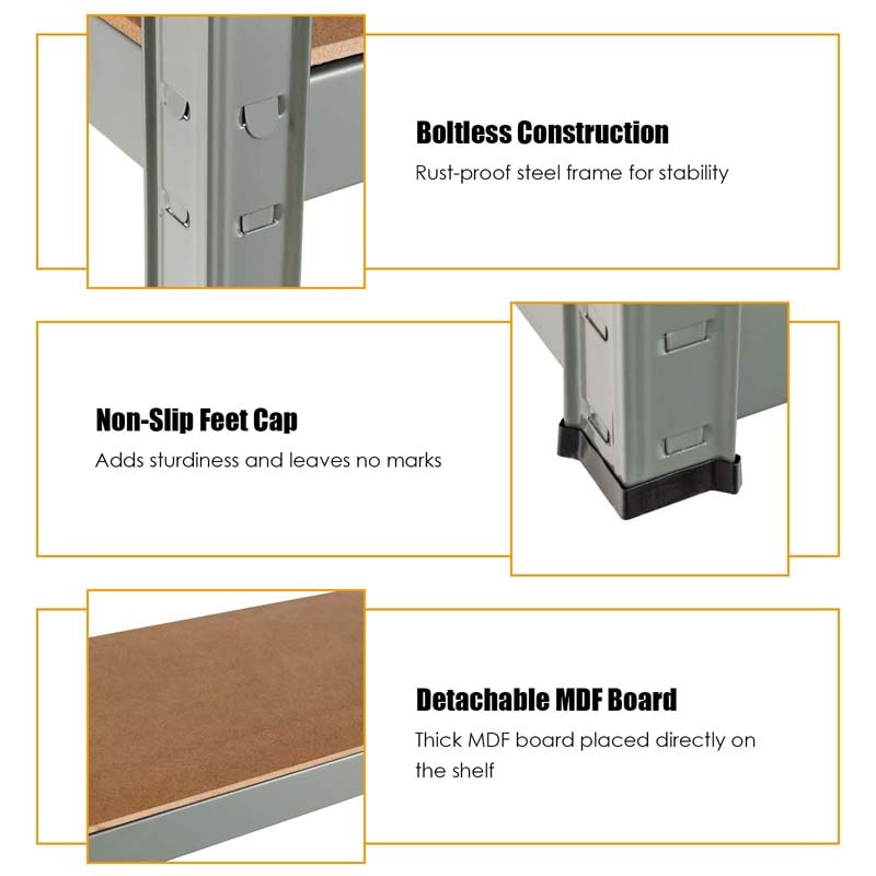 Large Storage Space: 36" x 16" x 72" storage shelf load capacity on leveling feet can hold up to 400 lbs per shelf (when evenly distributed and on a level surface). Meet your large capacity Storage needs, bring you a tidy and organized space with a comfortable space.