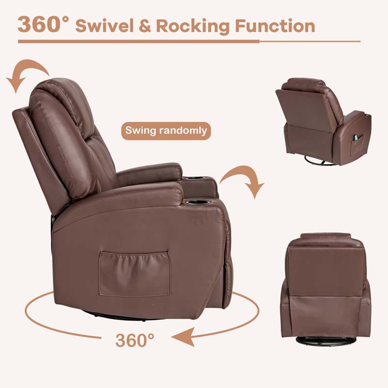 Eletriclife 360-Degree Swivel Massage Recliner Chair with Remote Control