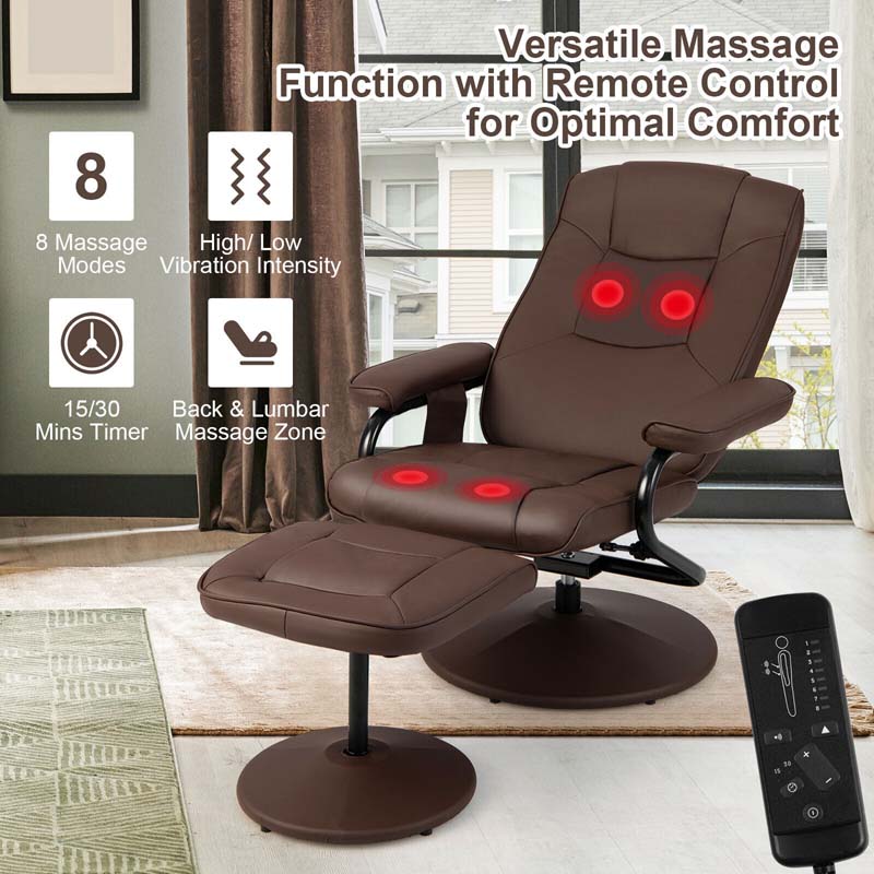 Eletriclife 360°Swivel Massage Recliner Chair with Ottoman